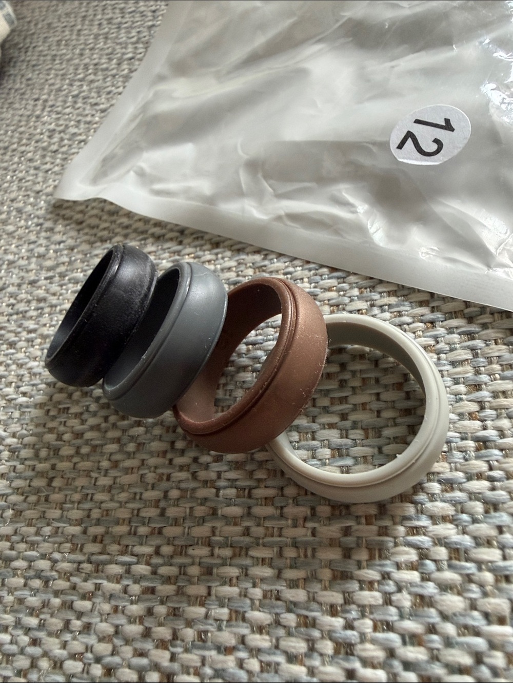 Silicone Men's Ring Set - Black, Gray, Brown, Light Gray